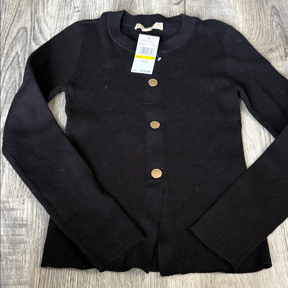 Michael Kors ribbed Gold Button Sweater Size Medium NWT